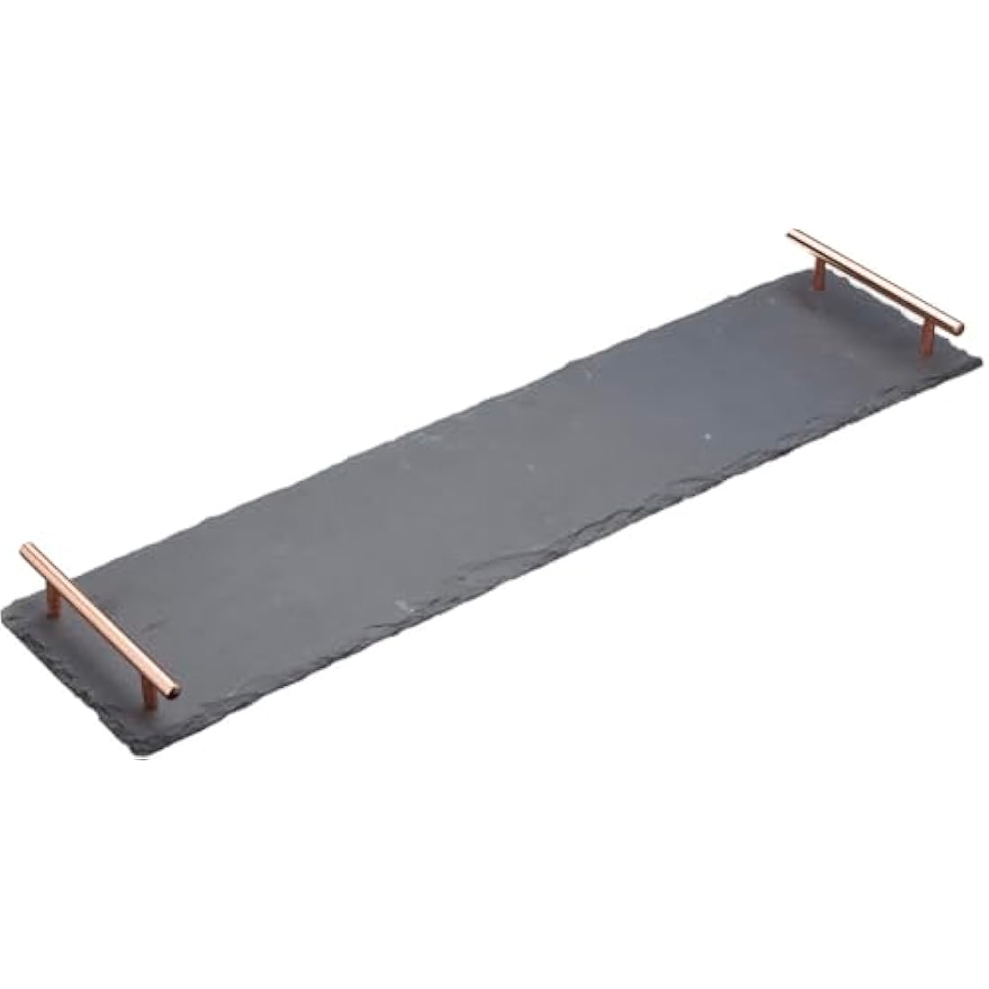 Artesà Slate Serving Platter Tray with Copper Finish Handles, perfect for Grazing and Buffets, 60 x 15 cm, Black