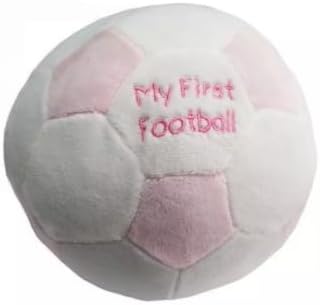 Snuggle Baby My First Football Baby Rattle, Pink and White Plush Sensory Ball, 15cm Soft Polyester, for Infants and Toddlers, Baby Shower Gift