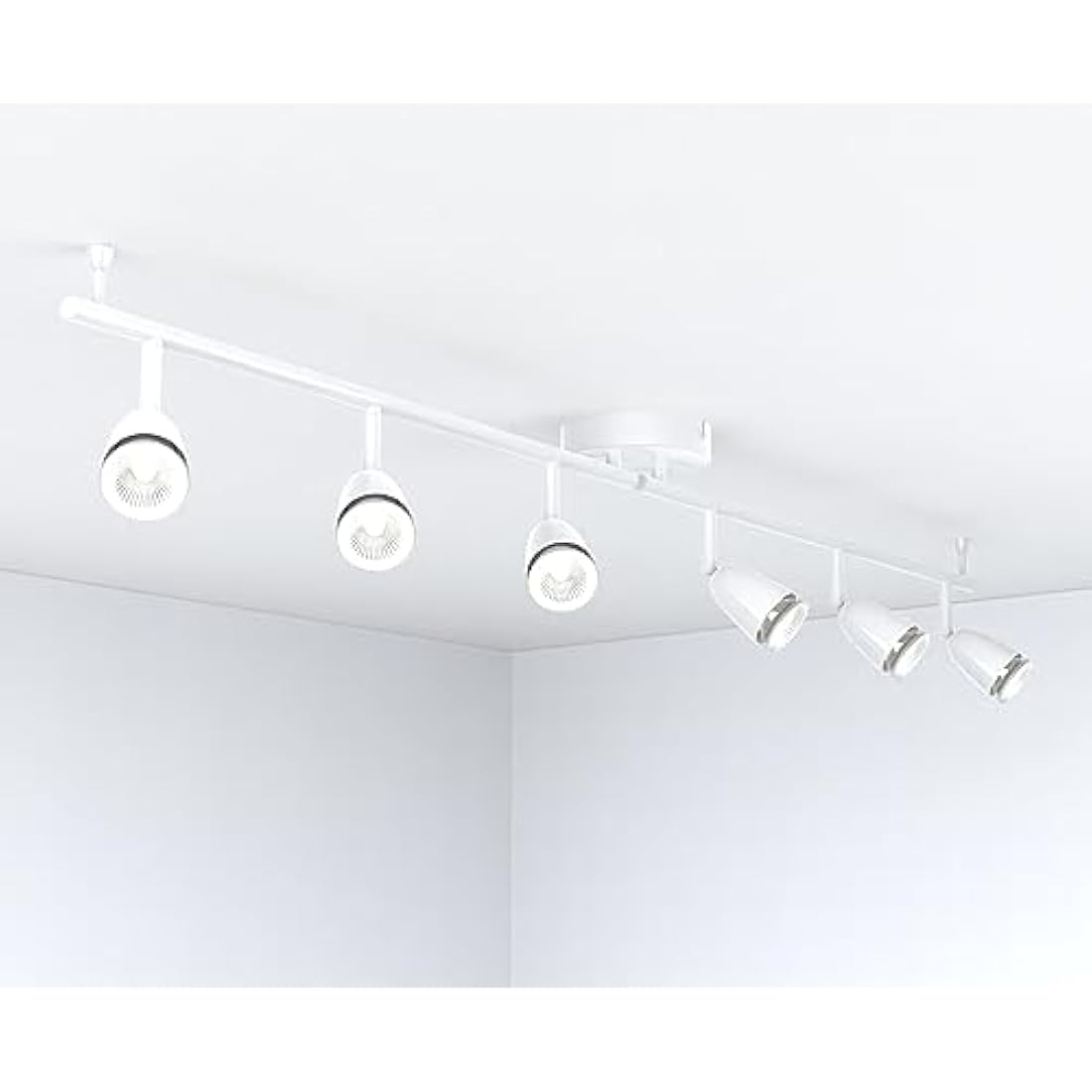 Saxby Lighting Amalfi six spotlight bar, Gloss White Finish, for Living Room, Kitchen, Bedroom