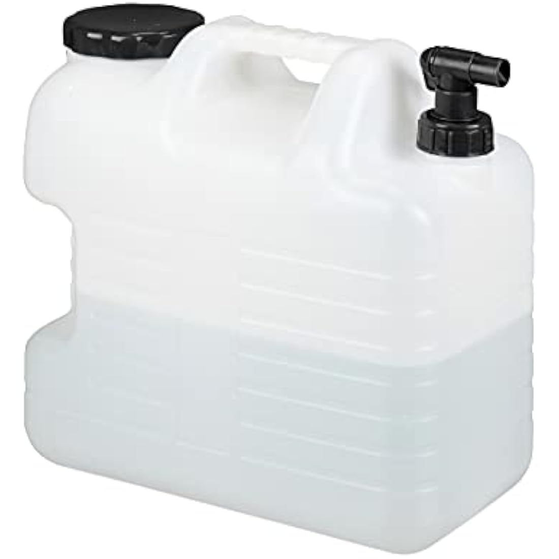 Relaxdays Water Canister with Tap, 20 litres, Camping Container, BPA-Free Plastic, Wide Opening, Handle, White/Black, 38x22x39 cm