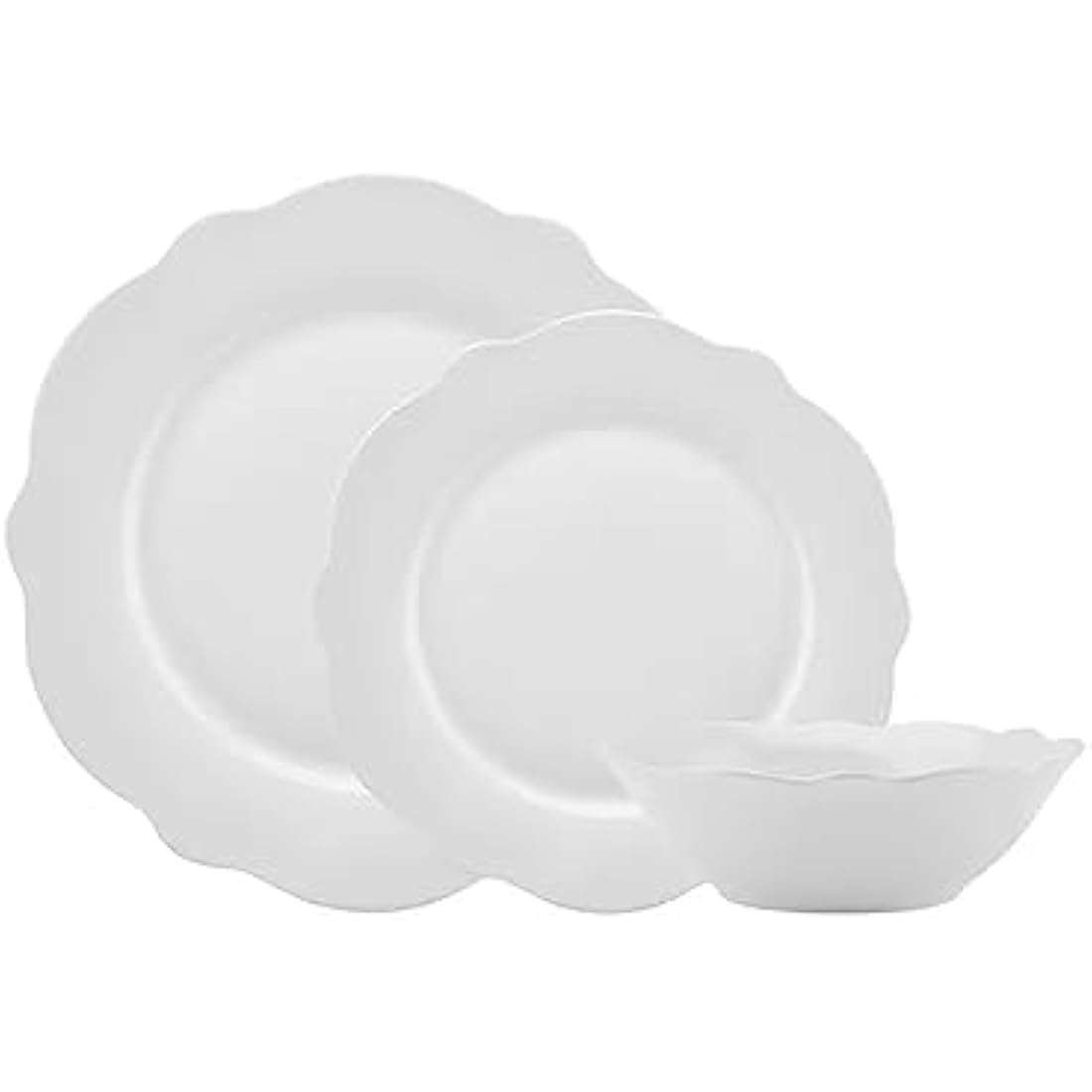 Karaca Daisy 12-Piece Porcelain Dinner Sets with Dinner & Dessert Plates, Cereal & Soup Bowls - New Generation Bone Dinnerware Sets for 4 People (White)