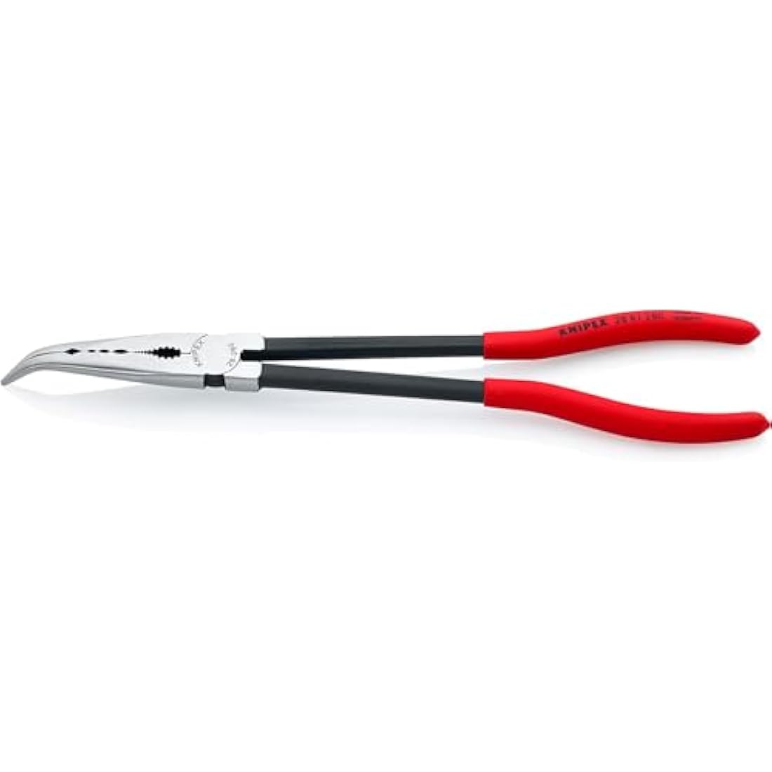 Knipex Long Reach Needle Nose Pliers with transverse profiles black atramentized, plastic coated 280 mm 28 81 280