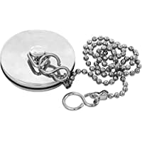 E2trade Chrome Sink Plug with Chain for Kitchen or Bath - 45mm (1.3/4 Inch) with Ball Type and S Hook Shaped Chain Made of Stainless Steel 450mm