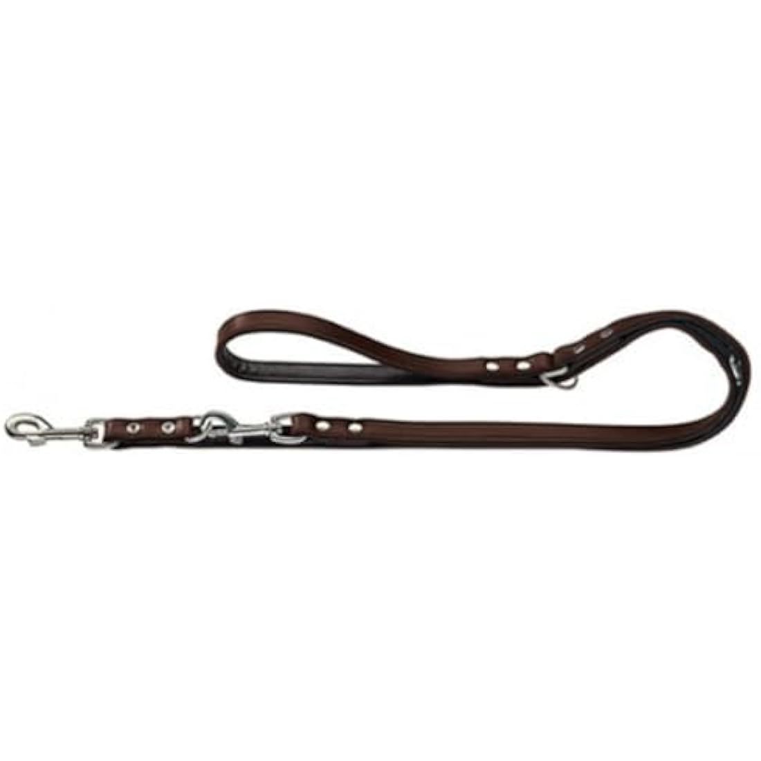 HUNTER Nickel-Plated Split-Leather Basic Training Lead Rope, 13 x 200 cm, Medium, Brown/Nappa Black