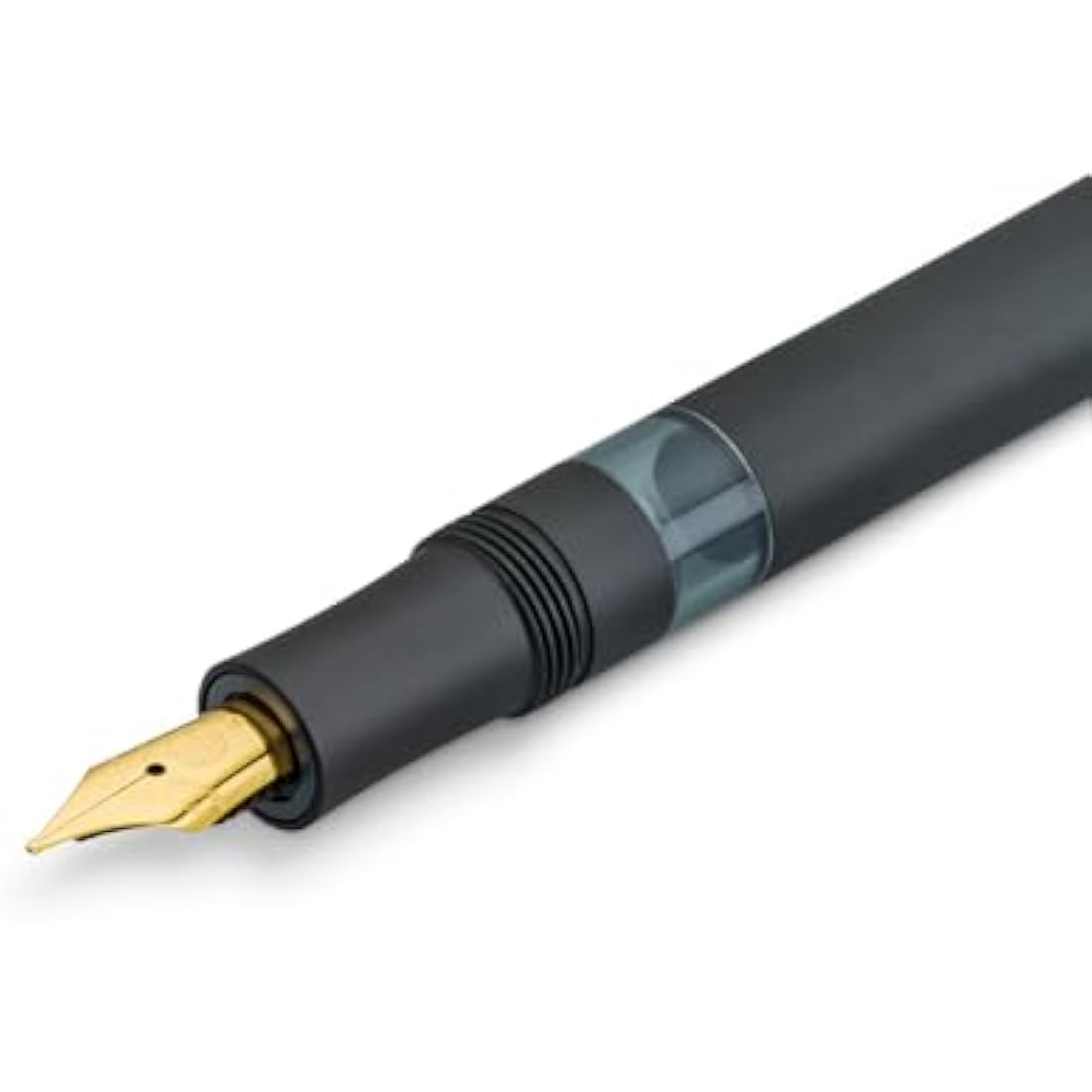 Kaweco PISTON SPORT AL Black/Gold Starter Set I Classic Fountain Pen with Steel Nib in Nostalgic Box including Ink Bottle in Royal Blue 13 cm I Nib: M (Medium)