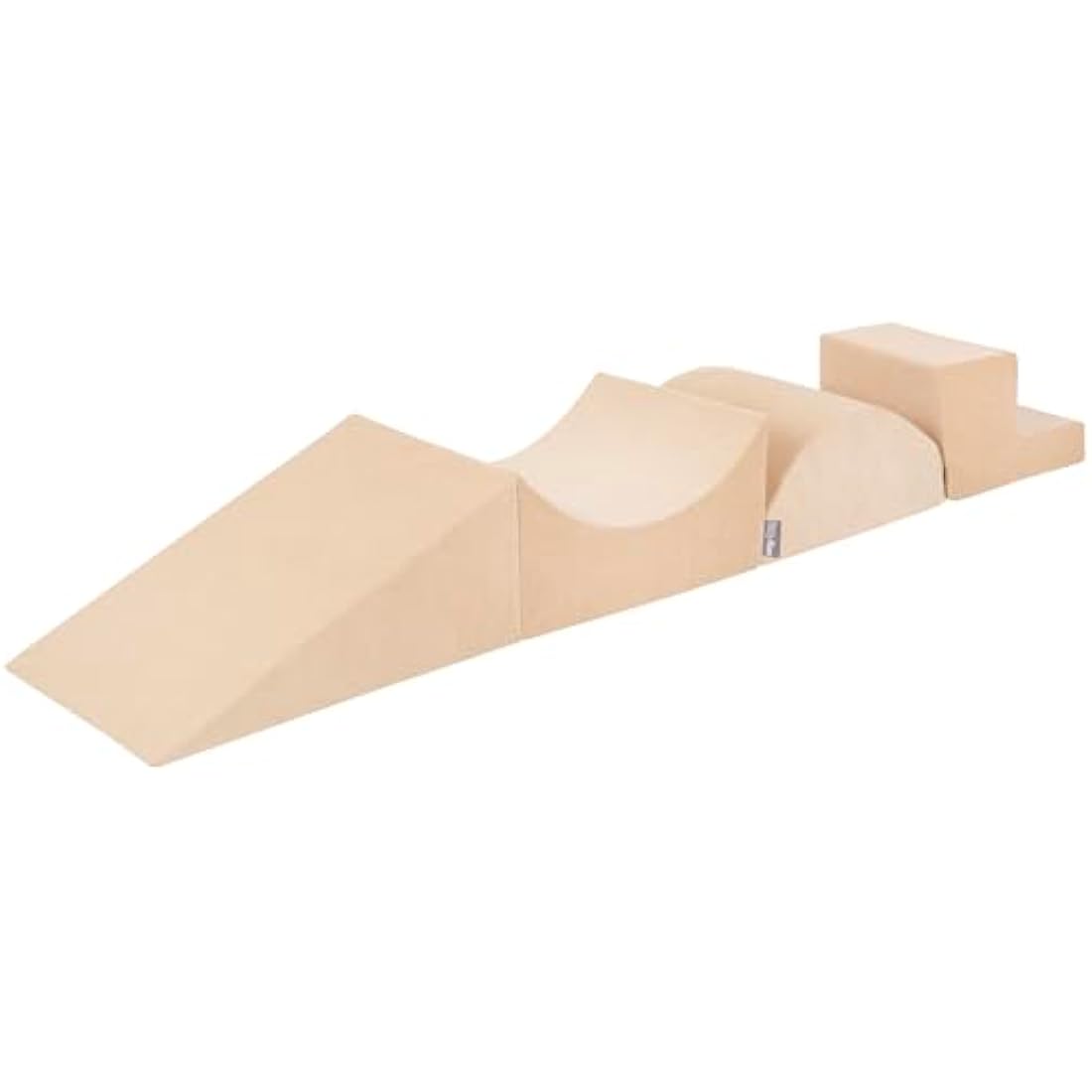 KiddyMoon Foam Playground Velvet For Kids Obstacle Course For Children Montessori Toy For Babies Soft Construction Blocks Element, Wedge/Ramp/Halfshaft/Steps, Sand Beige
