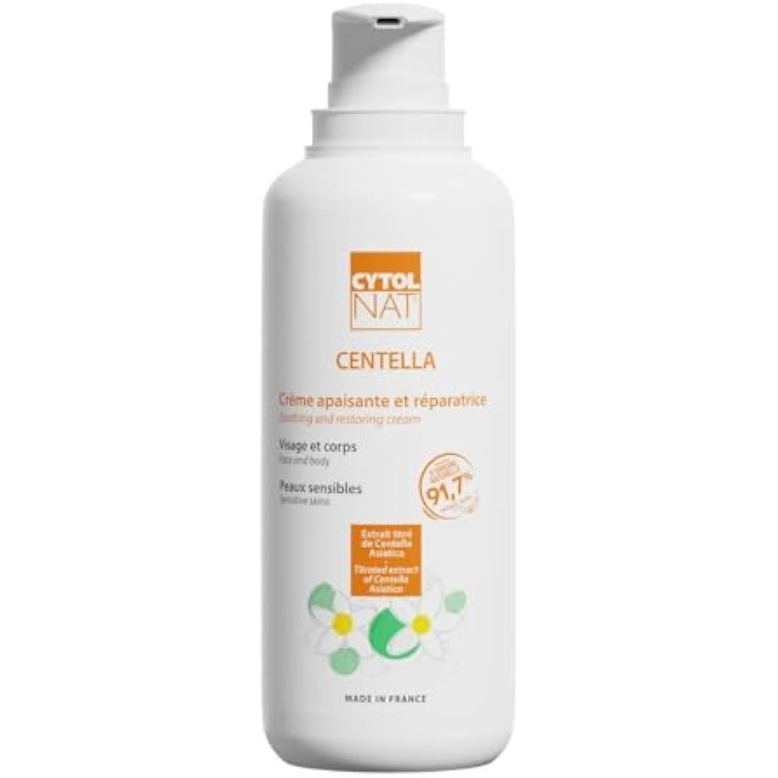 CYTOLNAT - Centella Soothing and Repairing Cream - Moisturizes, Repairs, Soothes, Reduces Redness and Irritation - Sensitive and Fragile Skin - Face and Body - Natural Formula - 400 ml