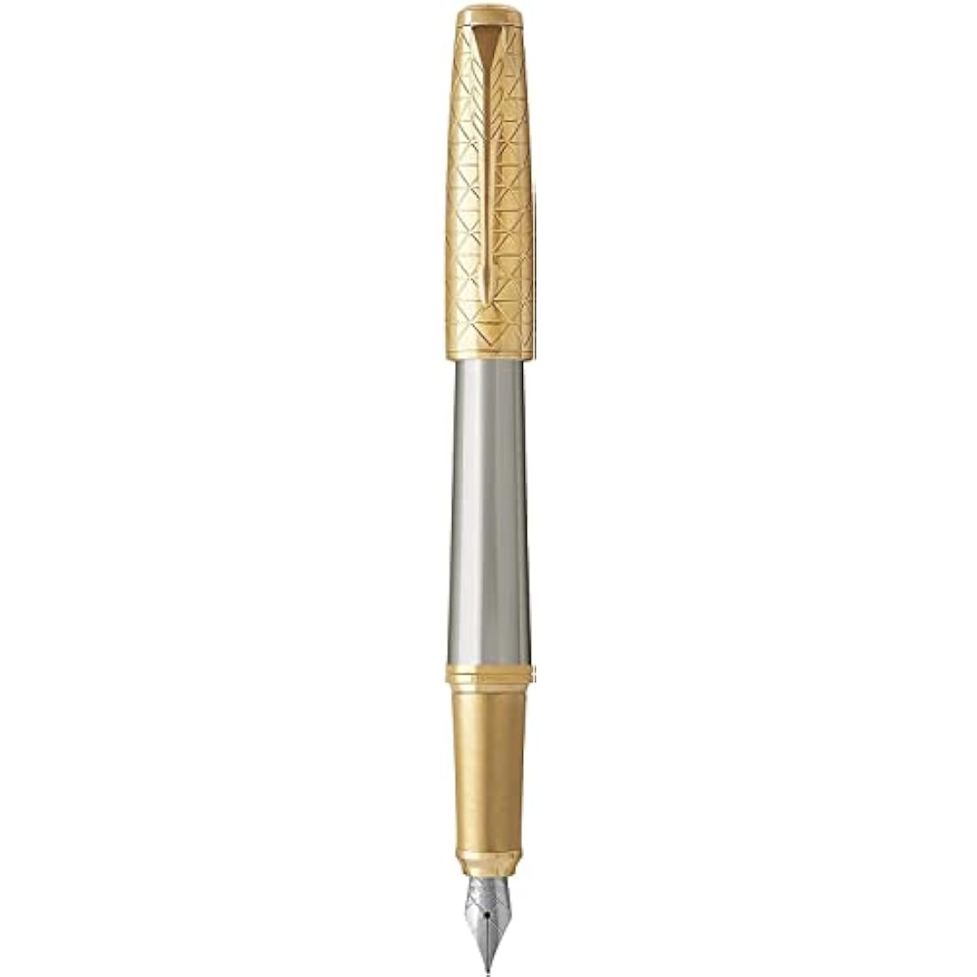 Parker Urban Premium Metal Fountain Pen | Aureate Gold Powder with Intricate Engraved Pattern | Gold Trims | Medium Nib | Black Ink | Luxury Gift Box