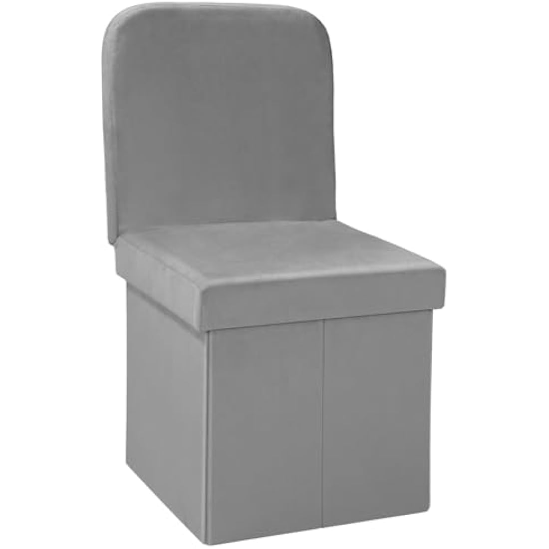 Bonlife Grey Folding Ottoman Storage Box with Seat Back Bedroom Chair Sturdy with Removable Lid 38x38x72cm