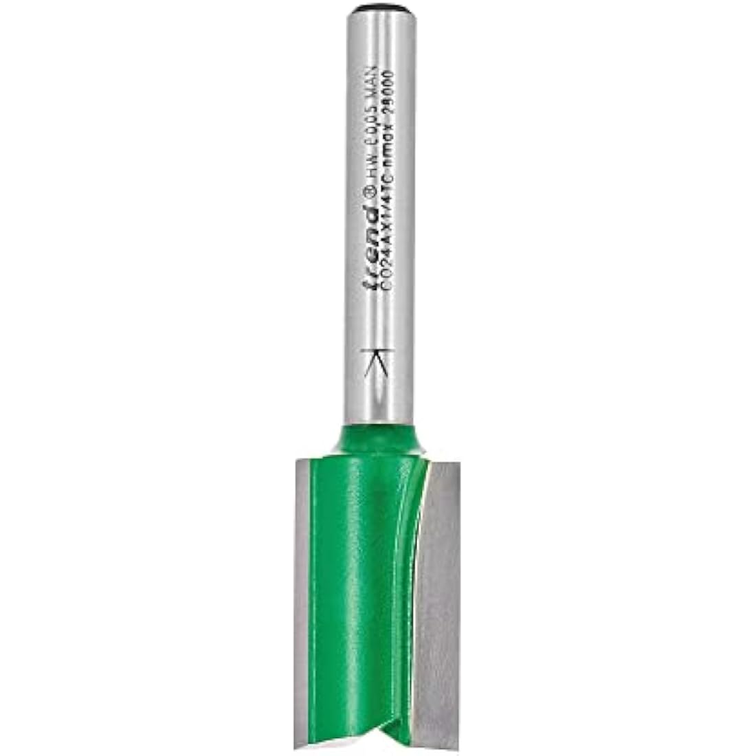 Trend CraftPro Straight Two Flute Router Cutter Bit, 1/4 Inch Shank, 15mm Cut Diameter & 25mm Cut Length, Tungsten Carbide Tipped, C024AX1/4TC