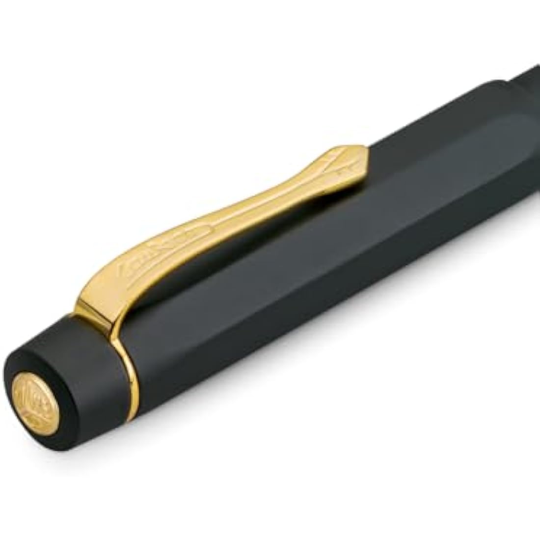 Kaweco PISTON SPORT AL Black/Gold Starter Set I Classic Fountain Pen with Steel Nib in Nostalgic Box including Ink Bottle in Royal Blue 13 cm I Nib: M (Medium)