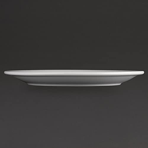 Athena Hotelware Narrow Rimmed Plates in White Porcelain - Super Vitrified Durable Glaze - Oven