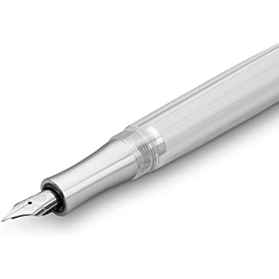 Kaweco STUDENT Transparent Fountain Pen I Premium Acrylic Fountain Pen for Ink Cartridges I Nostalgic Fountain Pen in Transparent with Silver Details I Student Pen 16 cm I Nib: M (Medium)