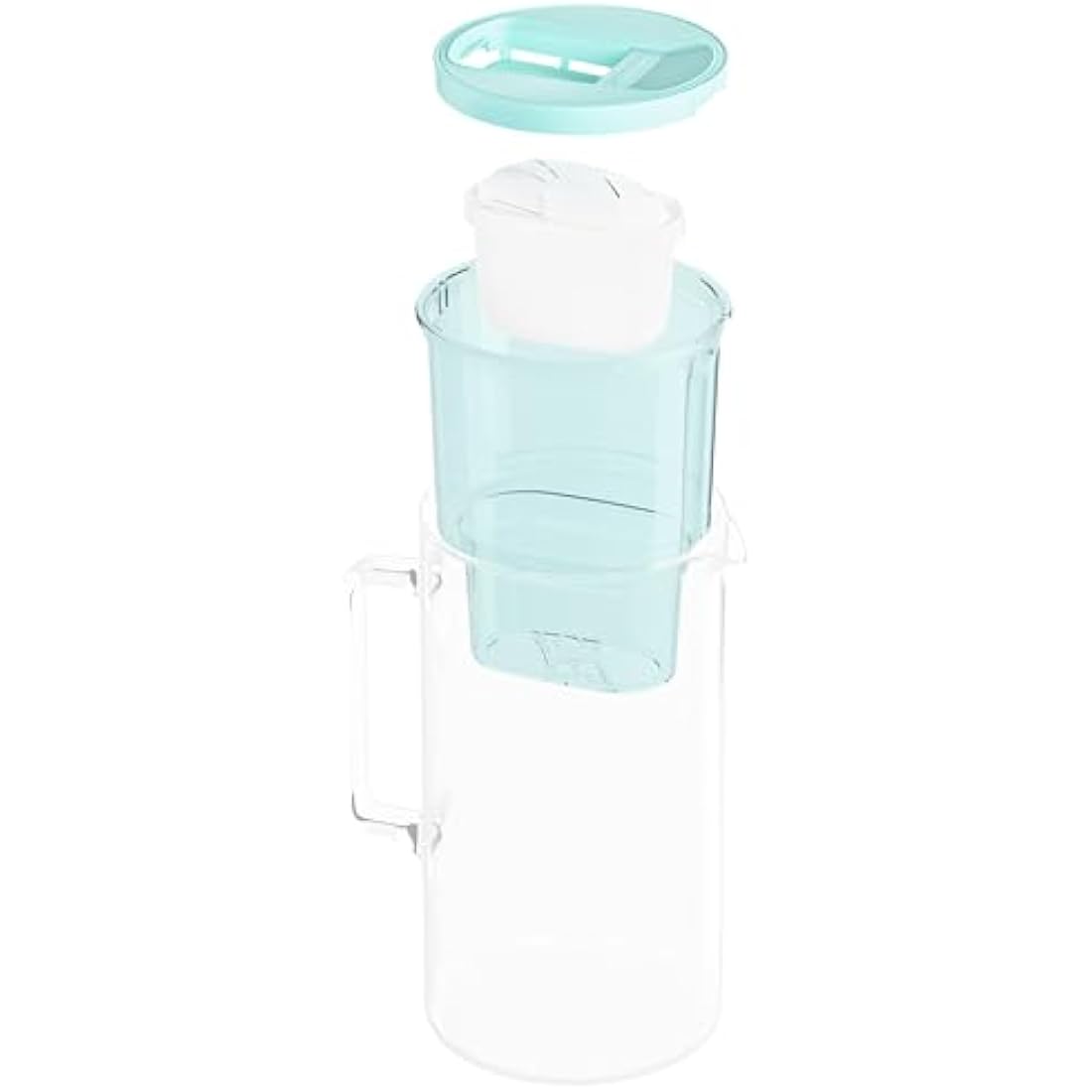 Wessper Glass Water Filter Jug + 1 Water Filter Cartridge | Replacement for Dafi Unimax Aquaphor A5 BRITA Maxtra+ Philips AWP212/10 Filter | 3 Litre | Mint