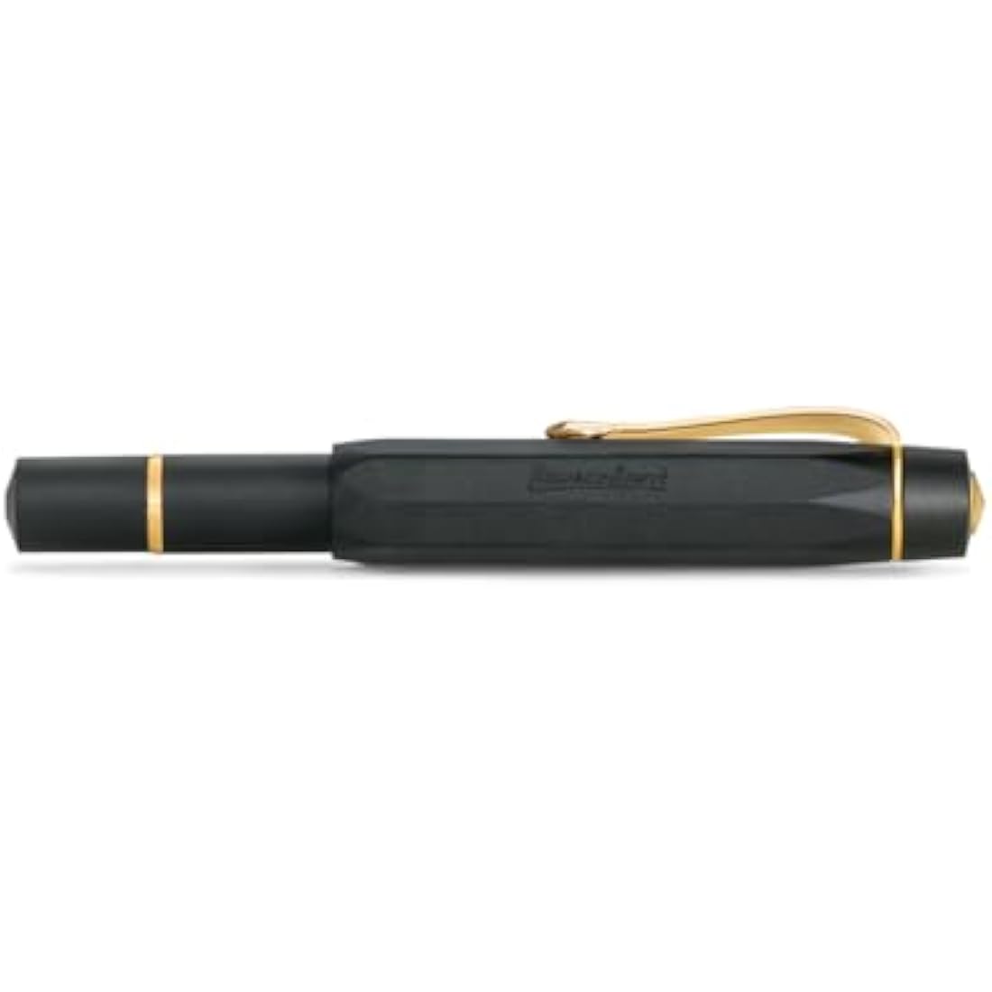 Kaweco PISTON SPORT AL Black/Gold Starter Set I Classic Fountain Pen with Steel Nib in Nostalgic Box including Ink Bottle in Royal Blue 13 cm I Nib: M (Medium)