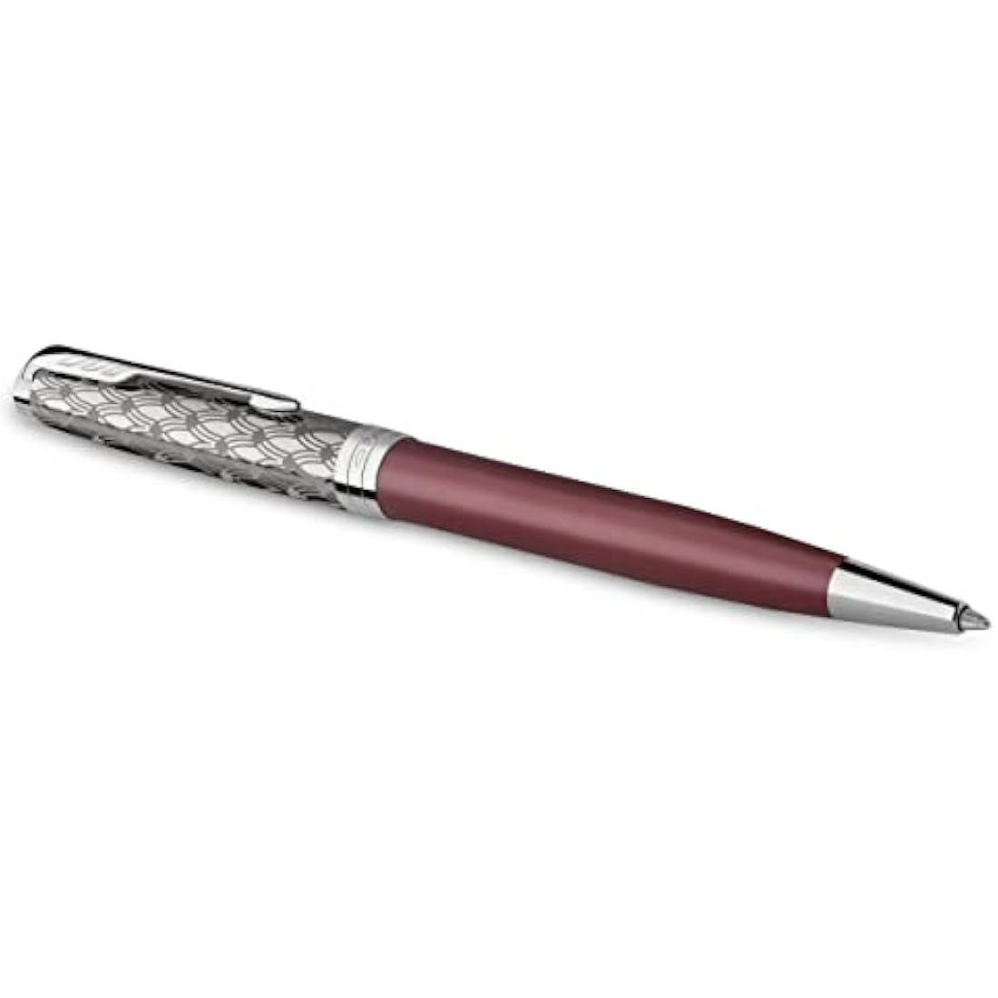 PARKER Sonnet Ballpoint Pen | Premium Metal and Red Satin Finish with Chrome Trim | Medium Point with Black Ink Refill | Gift Box