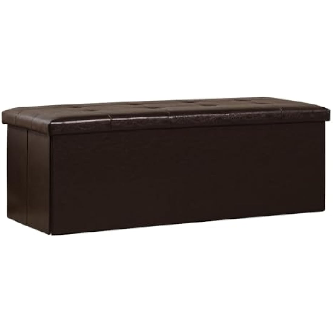 Bonlife Storage Ottoman, End of Bed Bench,Chest with Lid, Faux Leather Foldable Bench, 140L Capacity, Holds up to 300 kg, Footdtool for Bedroom, Hallway, Living Room,Brown