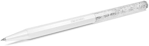 Swarovski Crystalline Ballpoint Pen, White Lacquered Barrel with Eight Crystal Facets and More Than 400 Clear Crystals, from the Crystalline Collection