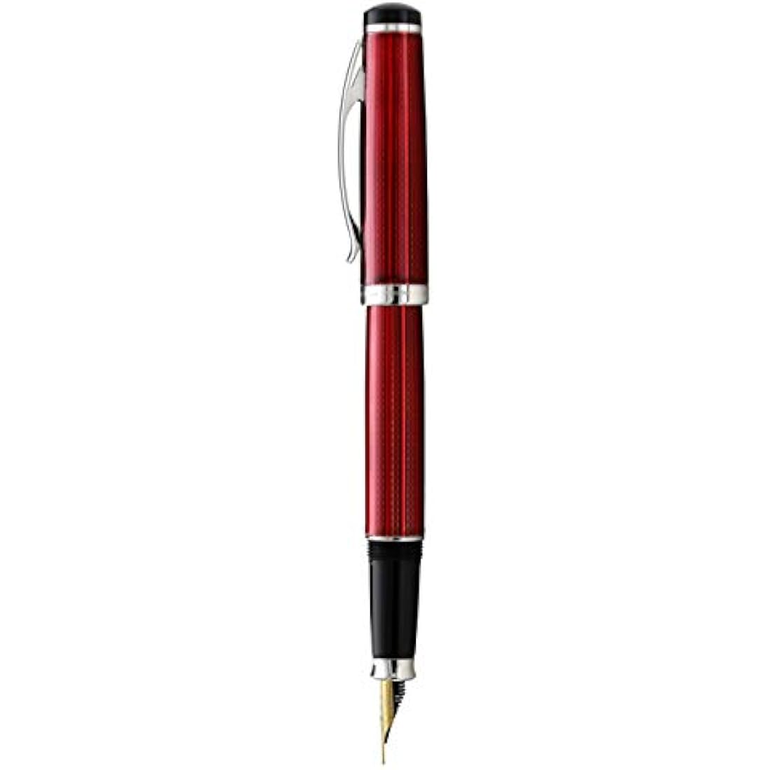 Xezo Incognito Fountain Pen, Fine Nib. Burgundy Red Layered Lacquer with Pure Platinum Plating. Handcrafted and Guilloche Engraved. Limited Edition, Serialized