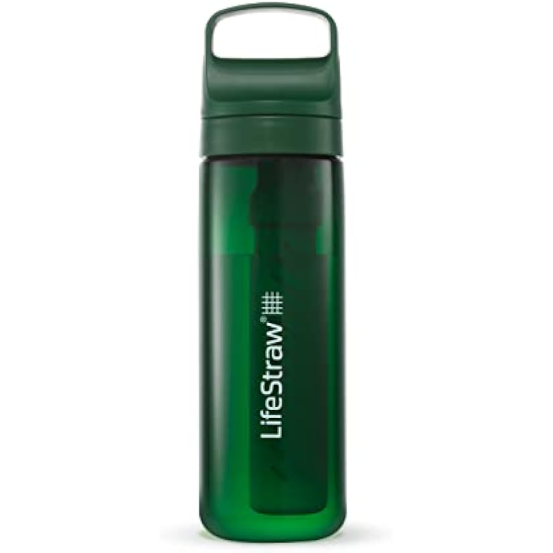 LifeStraw Go Series — BPA-Free Water Filter Bottle for Travel and Everyday Use Removes Bacteria, Parasites and Microplastics, Improves Taste, 22oz Terrace Green