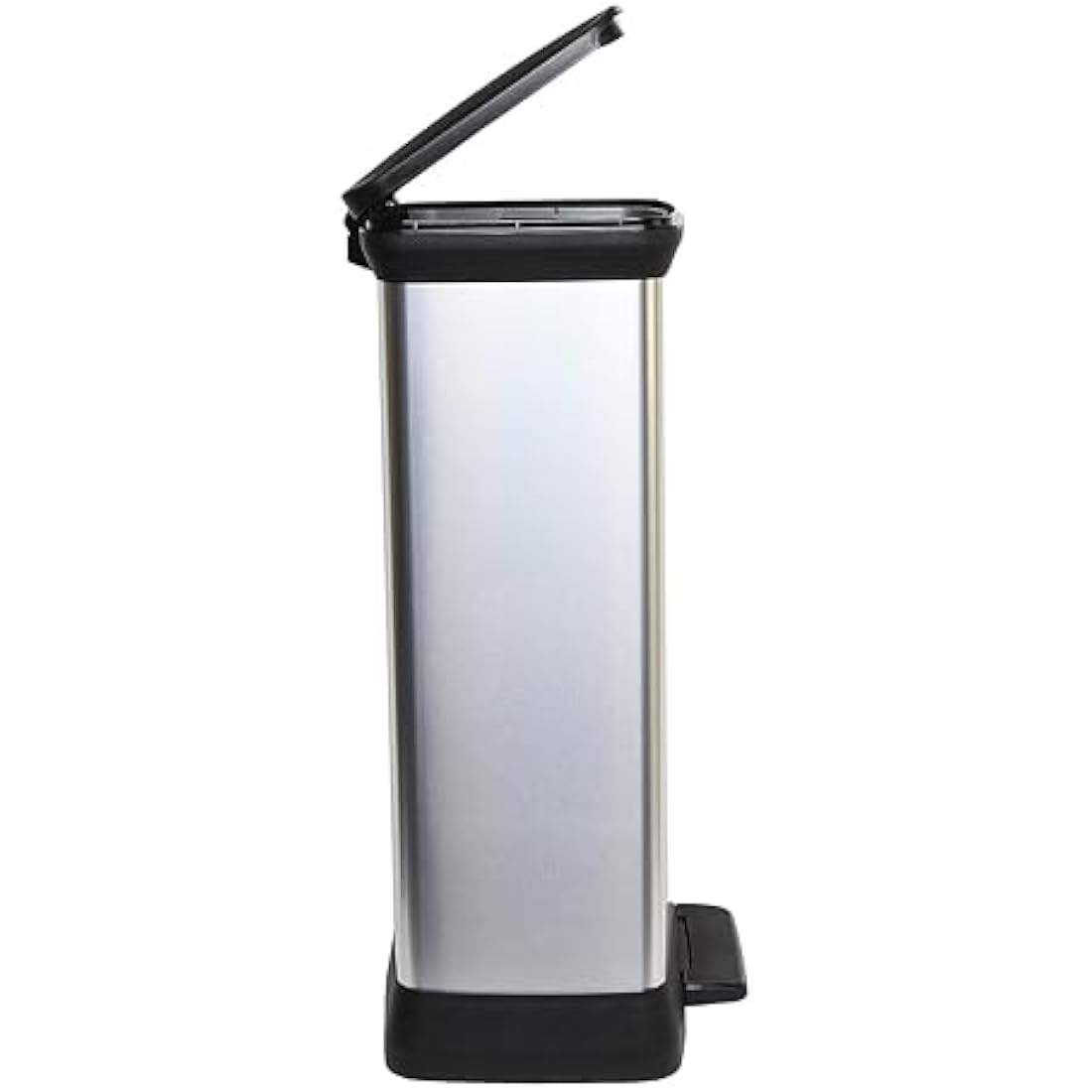 Curver Metal Effect 70% Recycled Kitchen Pedal Touch Deco Bin 50 Litres - Silver