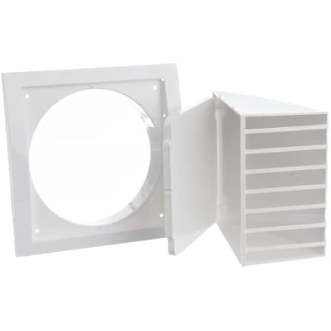 Ø 150mm / 6'' Cowled Duct Cover with Gravity Flap - Ventilation Grille with Rain and Wind Protection - External Air Vent Covers - ABS Plastic White