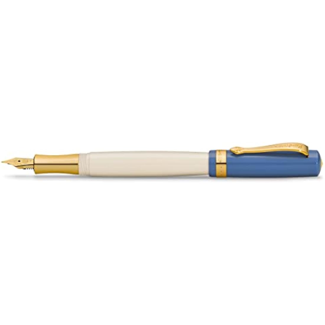 Kaweco STUDENT 50's Rock Fountain Pen I Premium Acrylic Fountain Pen for Ink Cartridges I Nostalgic Fountain Pen in Blue and Cream with Golden Details I Student Pen 16 cm I Nib: EF (Extra Fine)