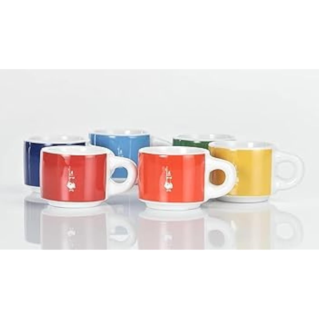 Bialetti TAZZ110 Six Stackable Cups, Multicoloured, Porcelain