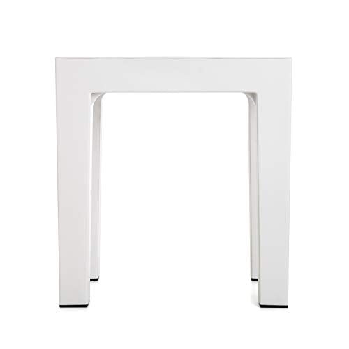 TATAY rectangular stool made of white textured polypropylene, with a wood effect finish. Anti-UV protection, suitable for indoor and outdoor use. Size