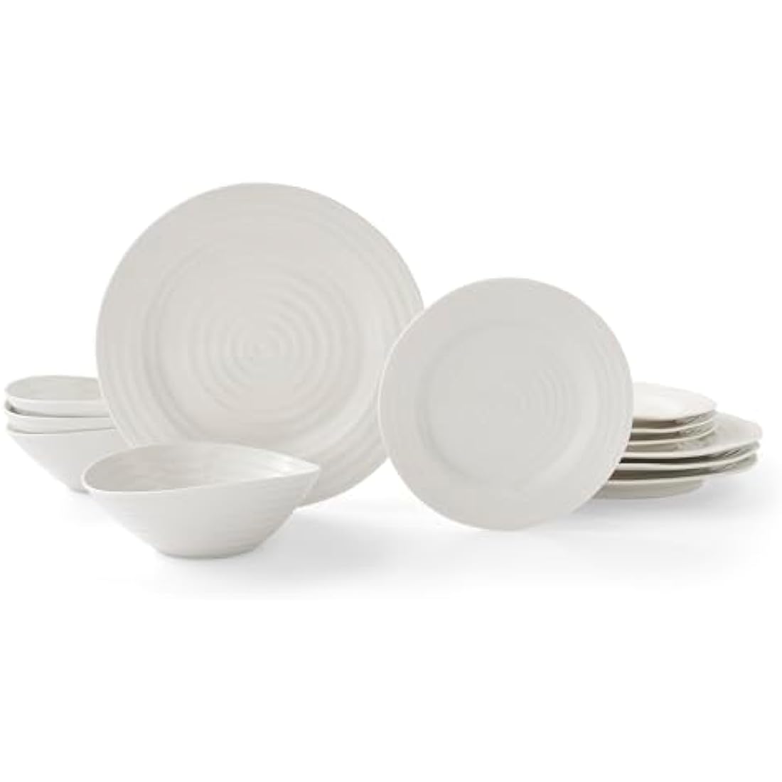 Portmeirion Home & Gifts CPW80002-X Dinner Set, Porcelain, White, 27.9 x 27.9 x 2.5 cm