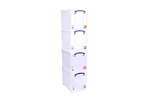 Really Useful Box Plastic Storage 19 Litre Clear (Pack Of 4)