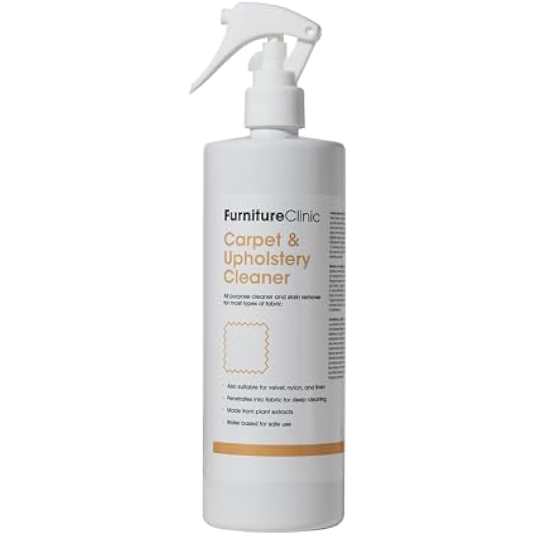 Furniture Clinic Carpet & Upholstery Cleaner Spray - Carpet Cleaner Solution for All Fabrics, Textiles & Carpets - Stain Remover - Natural Plant Based - Safe to Use On Silk & Wool (500ml)