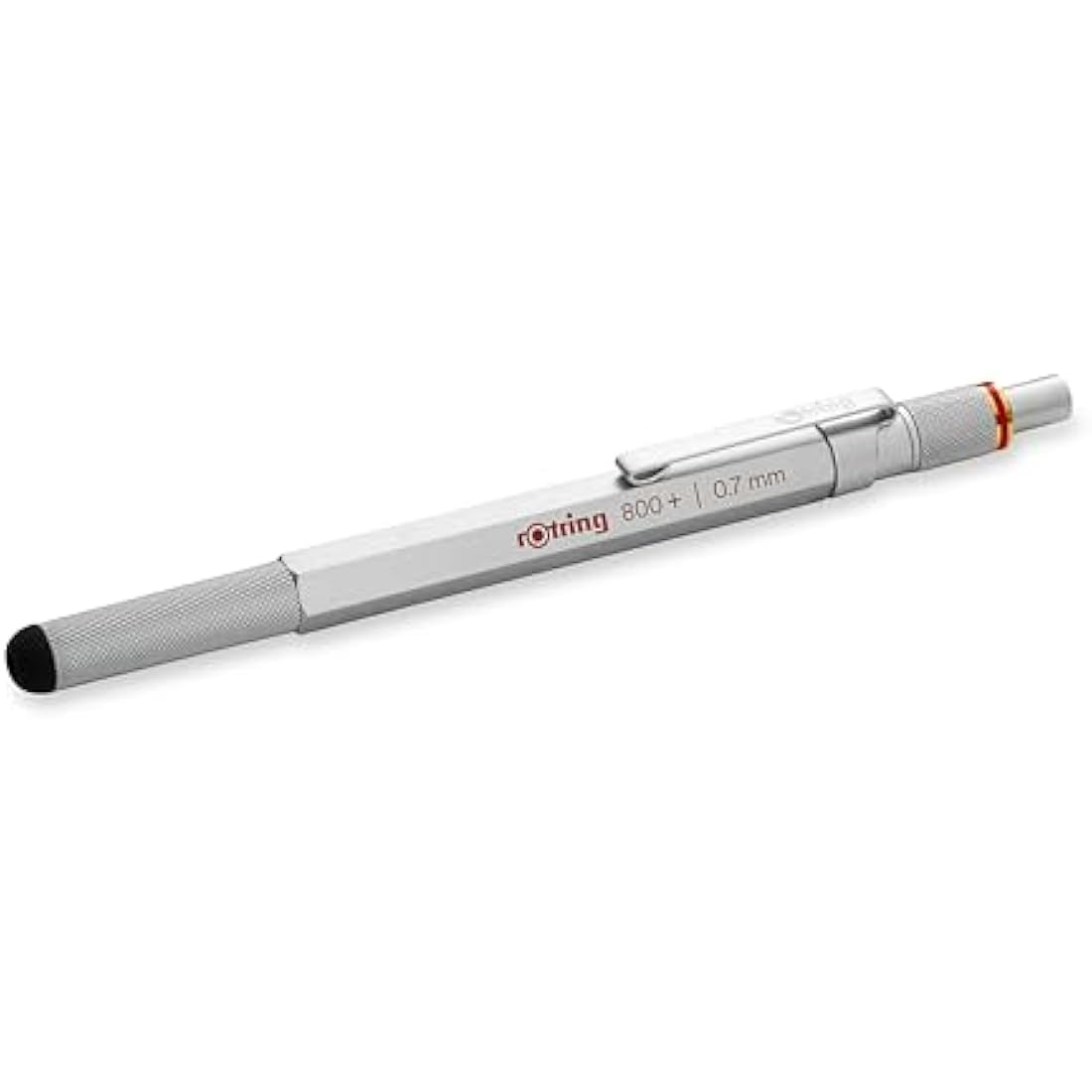 Rotring 800+ Mechanical Pencil With Touchscreen Stylus - 0.7mm - Unique Twist & Click Action - Silver Metal Barrel - Gift Boxed