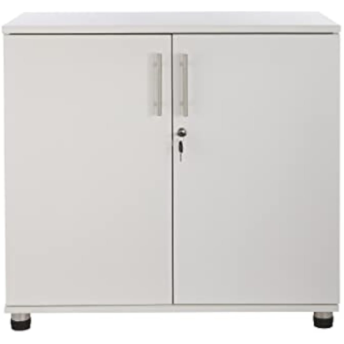 MMT Storage Cupboard, Storage Cabinet, File Cabinet for Office Documents, Garage Tools, Utility, White Wood , Lockable, 31.5" Long