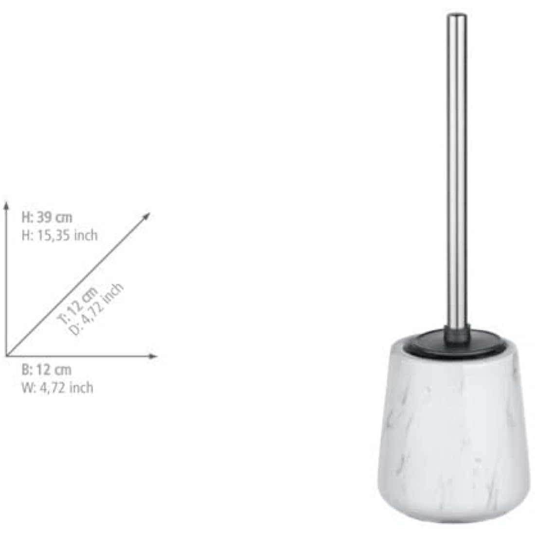 LEIGHTON DENNY Adrada Toilet Holder with Silicone Brush, Ceramic, White, 39 x 12 x 12 cm