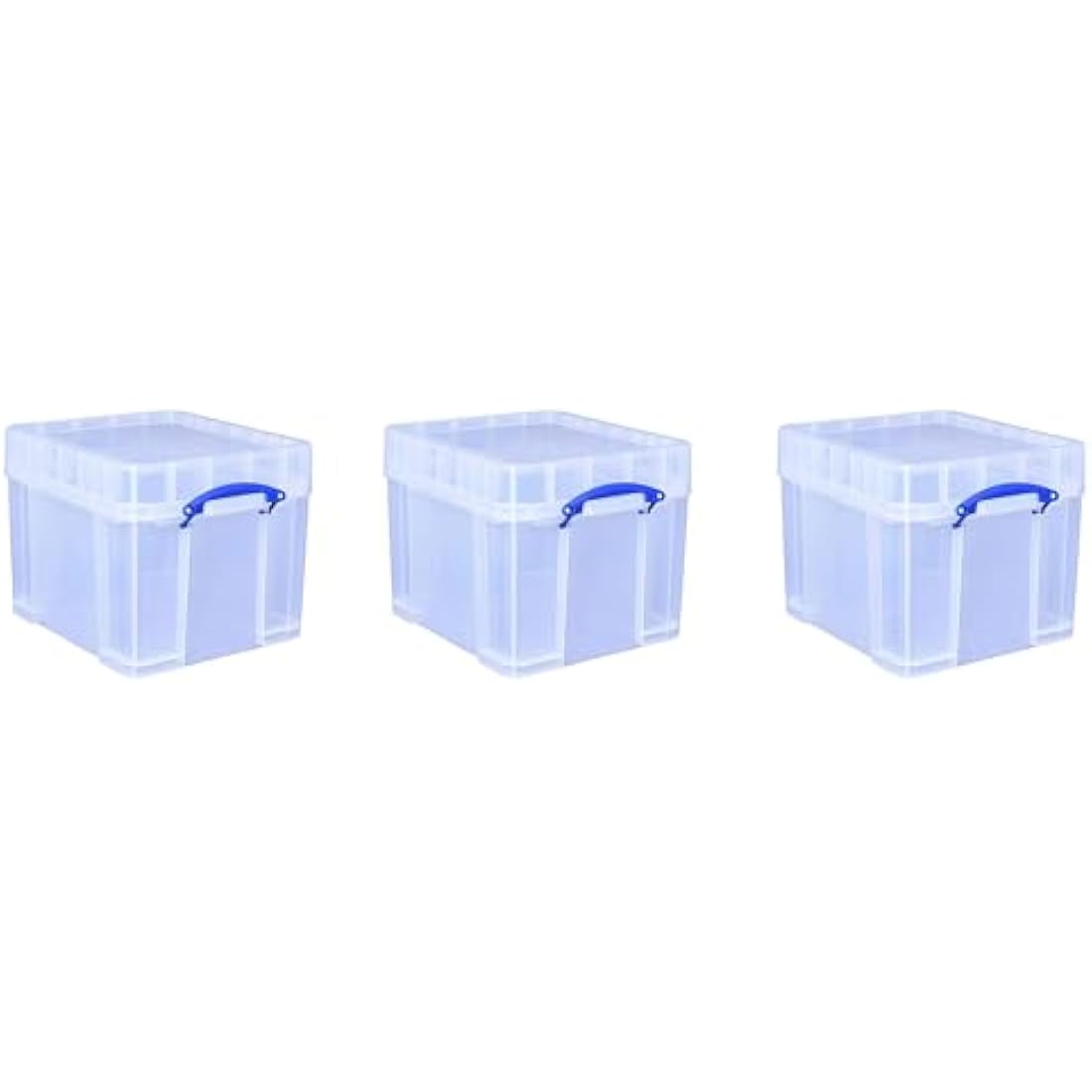 Really Useful Box Plastic Storage Bonus Pack 3x35 Litre Clear with XL Lid Clear