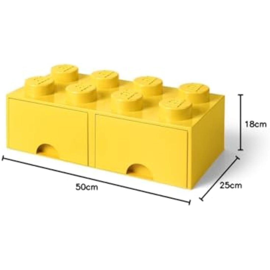 LEGO Brick with 8 Knobs and 2 Drawers YELLOW - Storage Box for LEGO, Toys, Desk Drawers, and Office Supplies, Stackable Storage Box, Home Decoration
