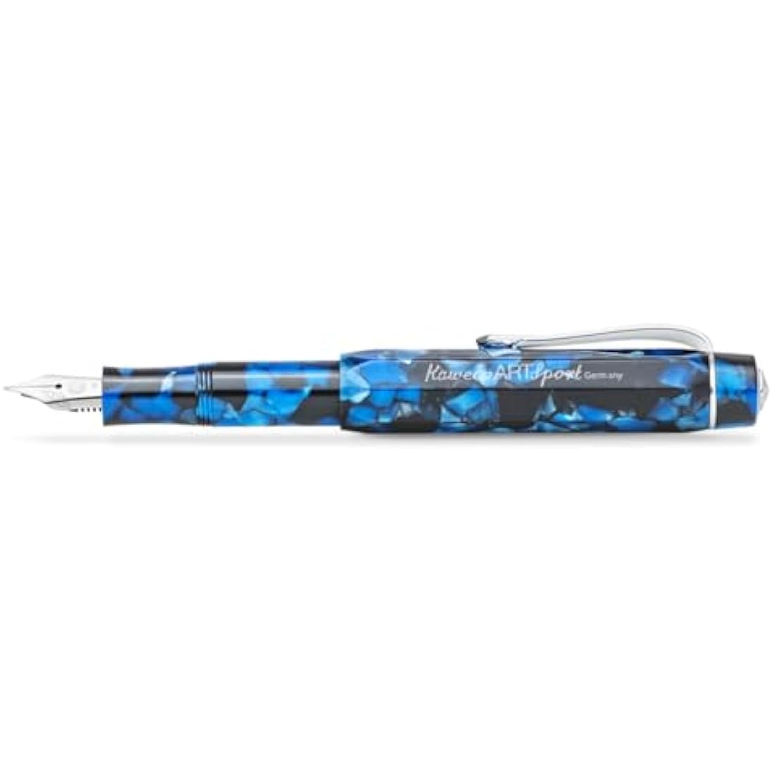 Kaweco ART SPORT Fountain Pen Pebble Blue I Exclusive Acrylic Reservoir Pen for Ink Cartridges With Steel Nib 12.5 cm I Including Metal Box I Nib: F (Fine)
