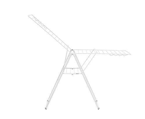 Brabantia HangOn Laundry Drying Rack (25m / Fresh White) Compact, Foldaway, Adjustable Indoor Stainless Steel Clothes Horse