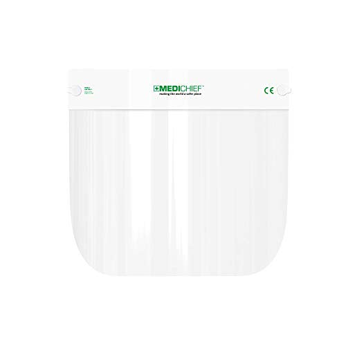 Medichief Premium Face Shield (Pack of 10) | Full Face Protective Visor | Transparent With Anti-Fog Protection | CE Approved UK Safety Shield