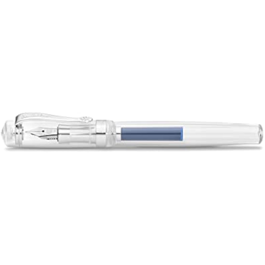Kaweco STUDENT Transparent Fountain Pen I Premium Acrylic Fountain Pen for Ink Cartridges I Nostalgic Fountain Pen in Transparent with Silver Details I Student Pen 16 cm I Nib: M (Medium)