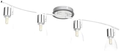Unikcst Ceiling Lights Rotatable 4 Way LED Spot Lights Chrome & Glass Lamp Fittings Ceilings E14 240V for Kitchen Living Room Hallway (No Bulbs)