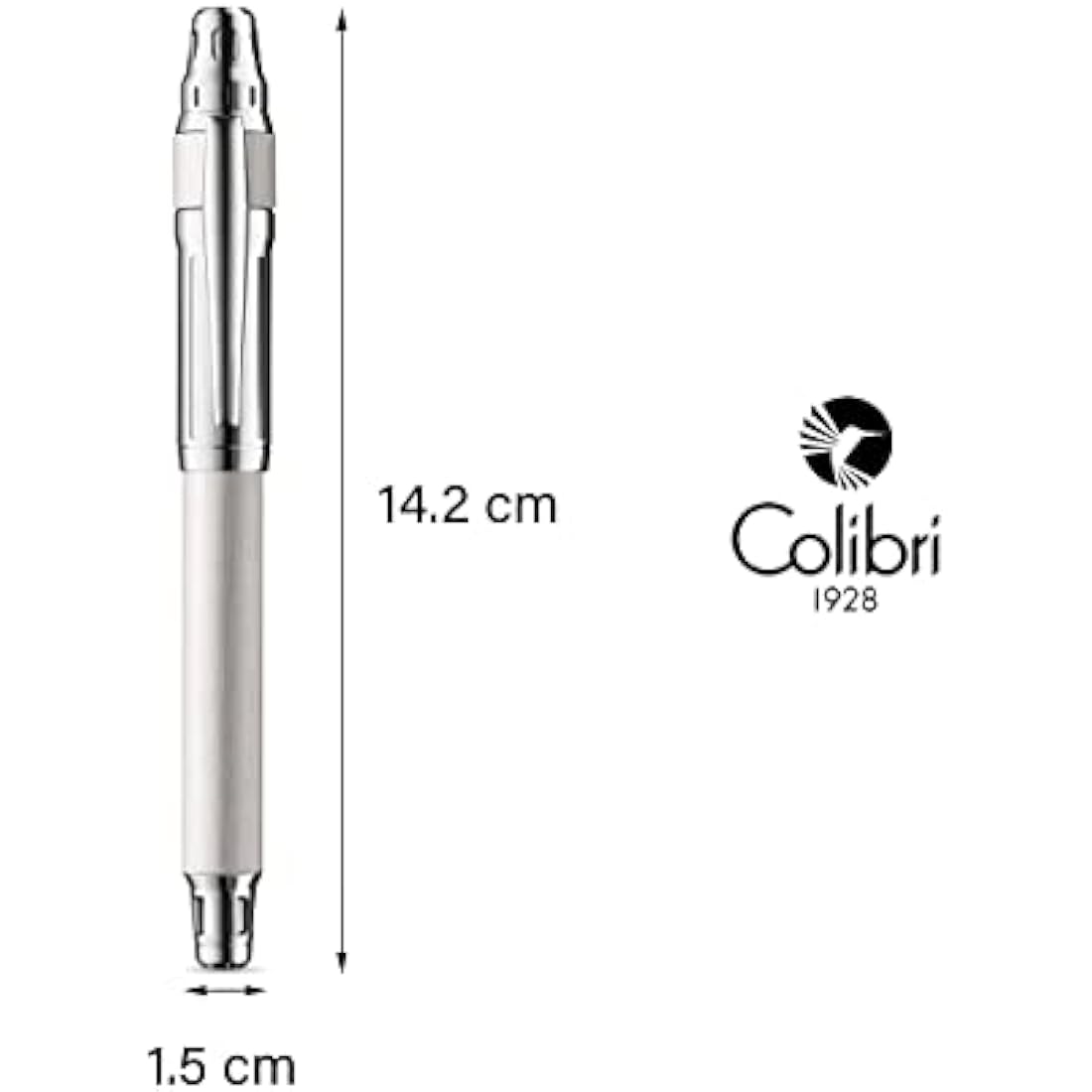 Colibri Ascari Fountain Pen-Polished Chrome and Brushed white Finish Luxury Pen-Medium Size Bock Nib System-Spring Clip-Includes Ink Convertor- Comes In a Nice Gift Box-Gift For Men And Women