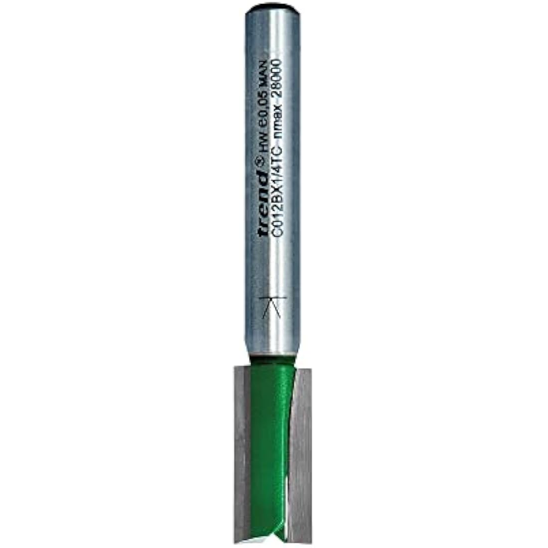 Trend CraftPro Straight Two Flute Router Cutter Bit, 1/4 Inch Shank, 9mm Cut Diameter & 19mm Cut Length, Tungsten Carbide Tipped, C012BX1/4TC