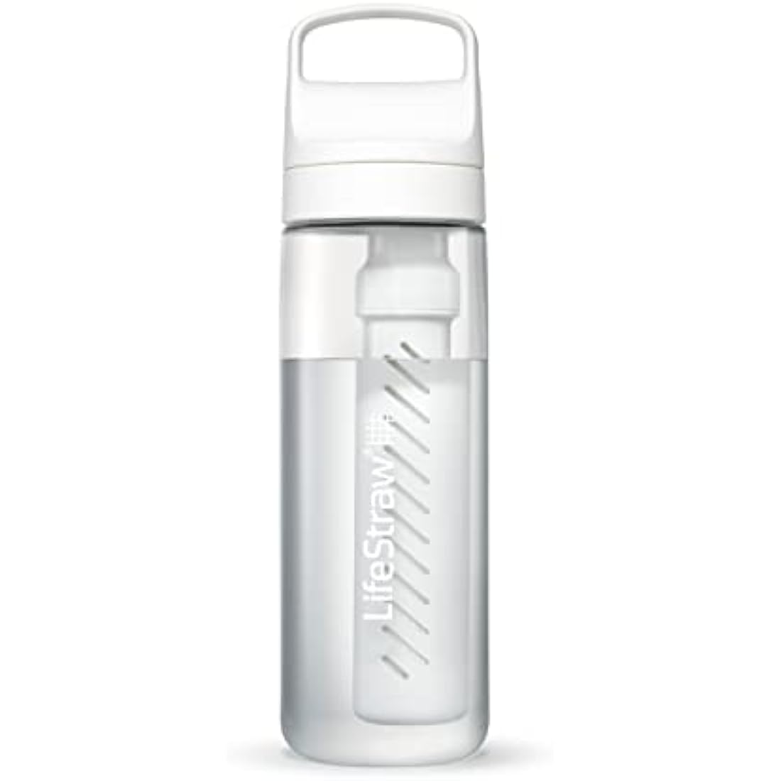 LifeStraw Go Series — BPA-Free Water Filter Bottle for Travel and Everyday Use Removes Bacteria, parasites and Microplastics, Improves Taste, 22oz Polar White