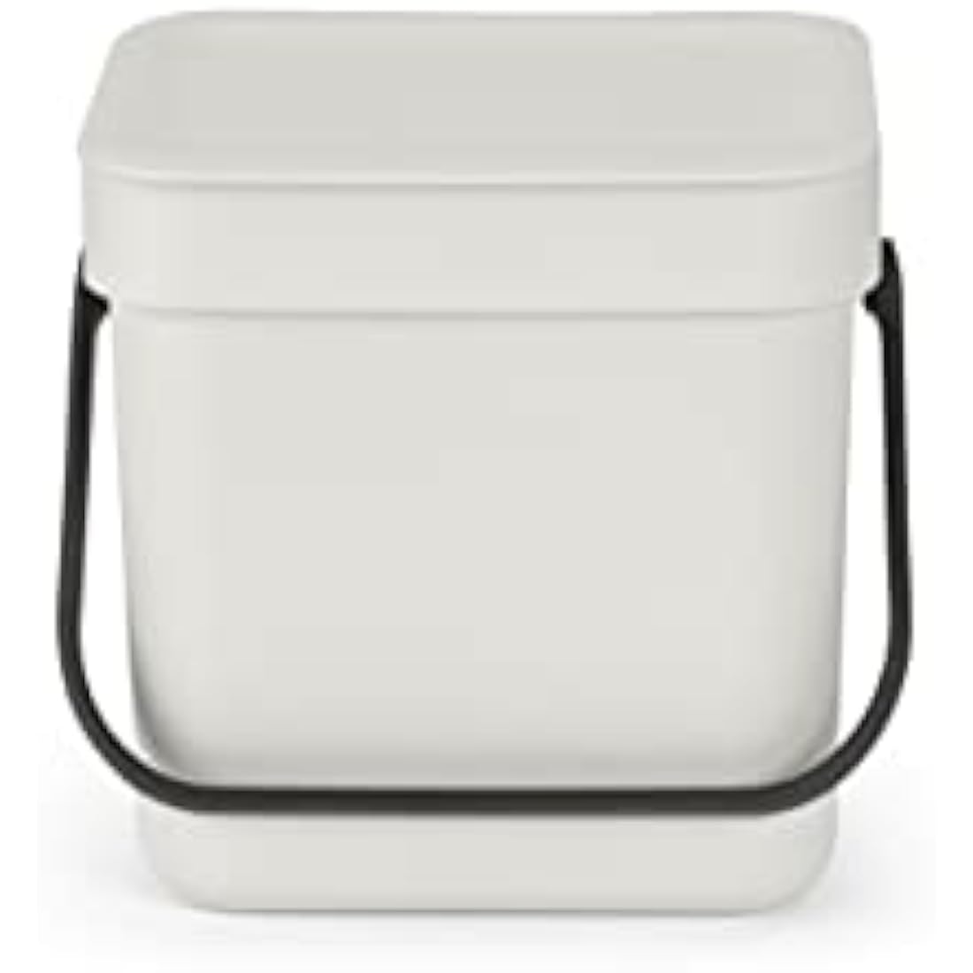Brabantia - Sort & Go Waste Bin 3L - Small Recycling Bin - Stay Open Lid - Carry Handle - Easy to Clean - for Worktop or Under Kitchen Counter - Food Waste Caddy - Light Grey - 19 x 14 x 18 cm