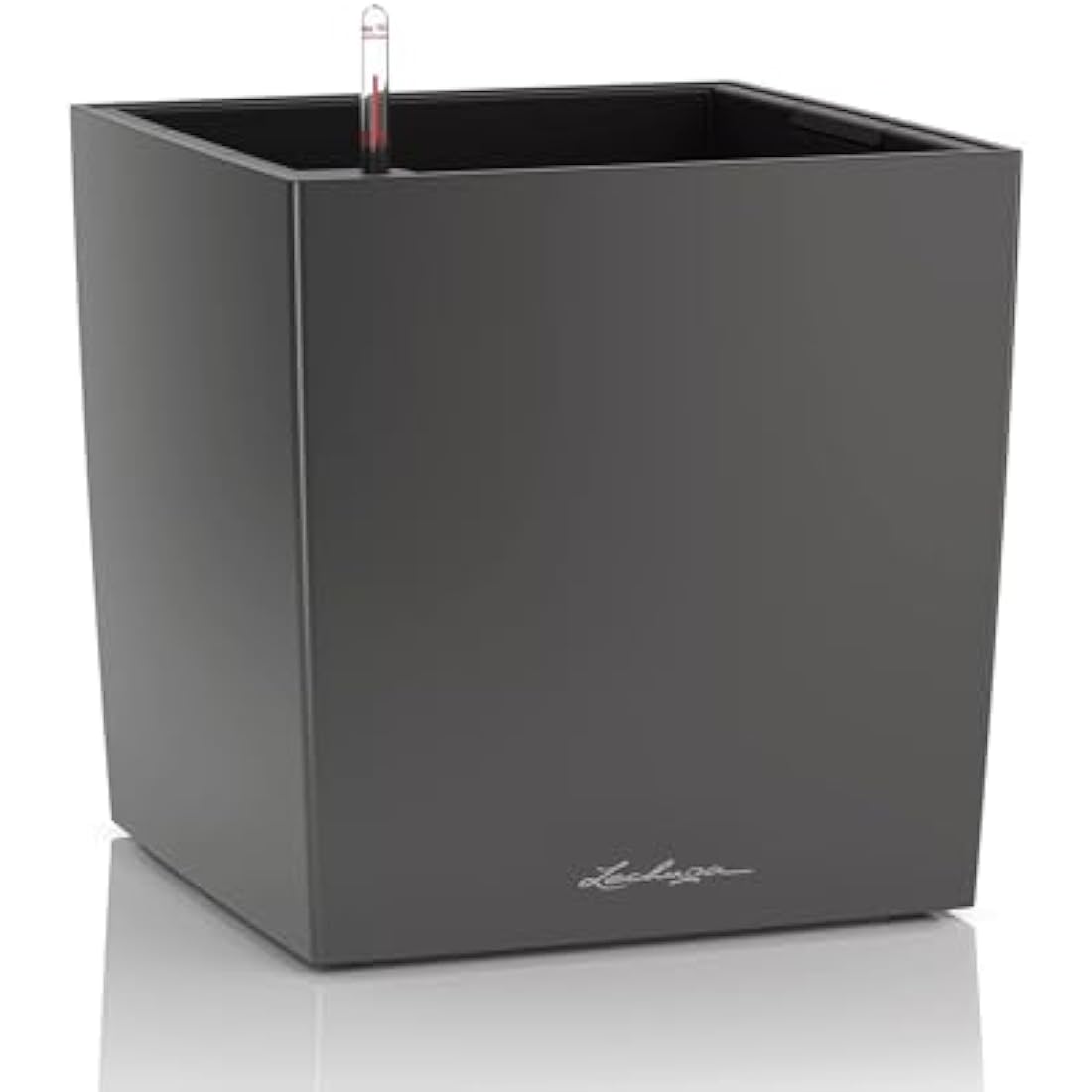 Lechuza Self Watering Plant Pot CUBE 50 Garden Flower Indoor and Outdoor Large Plastic Planter with Drainage Hole H50 L50 W50 cm Charcoal Metallic