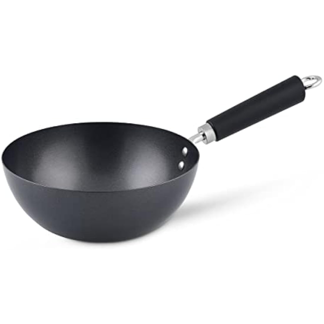 Ken Hom Carbon Steel Mini Wok, 20cm, Excellence, Induction Hobs Suitable/Metal Tool Safe/Phenolic Handle, Includes 1 x Chinese Wok Pan, KH420001