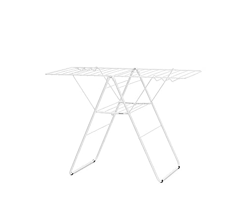 Brabantia HangOn Laundry Drying Rack (20m / Fresh White) Compact, Foldaway, Adjustable Indoor Stainless Steel Clothes Horse