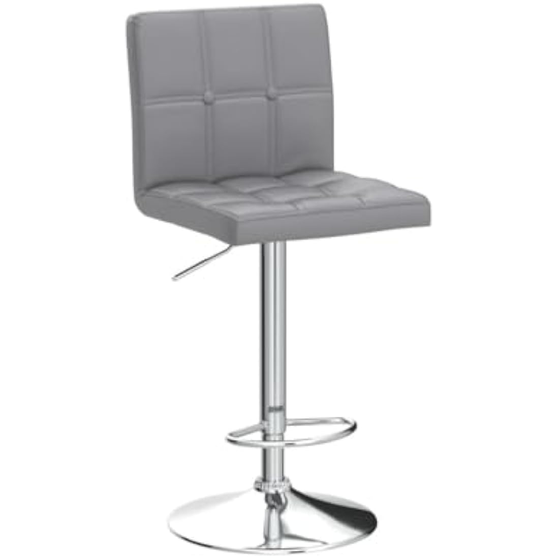 Leader Accessories Bar Stools (2/Set) Adjustable Bar Chairs Breakfast Dining Stools for Kitchen Island Counter PU Leather Double Stitching Square Back with decoration (Light Grey)